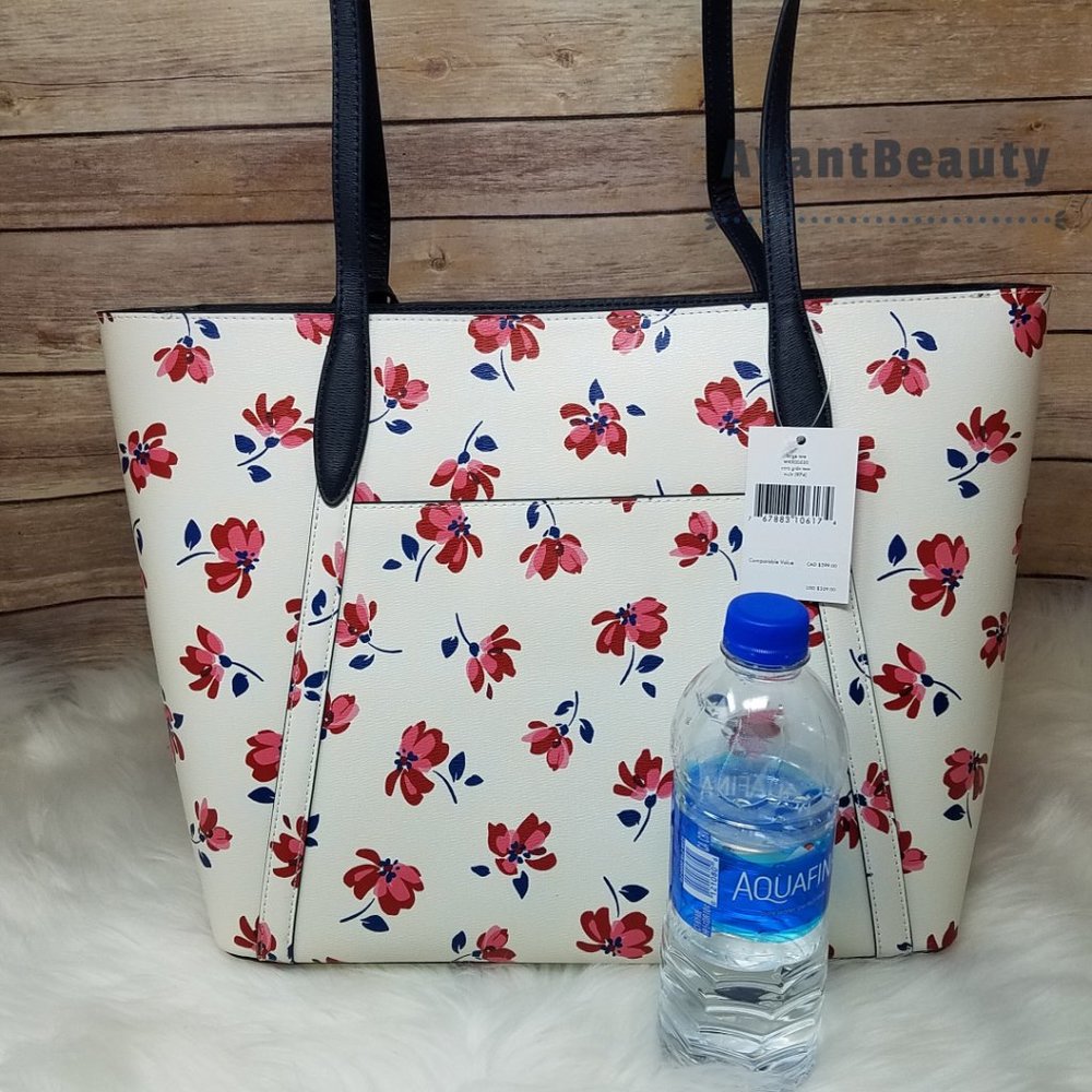 Kate Spade Cara Garden Toss White Floral Tote - Picture 12 of 15